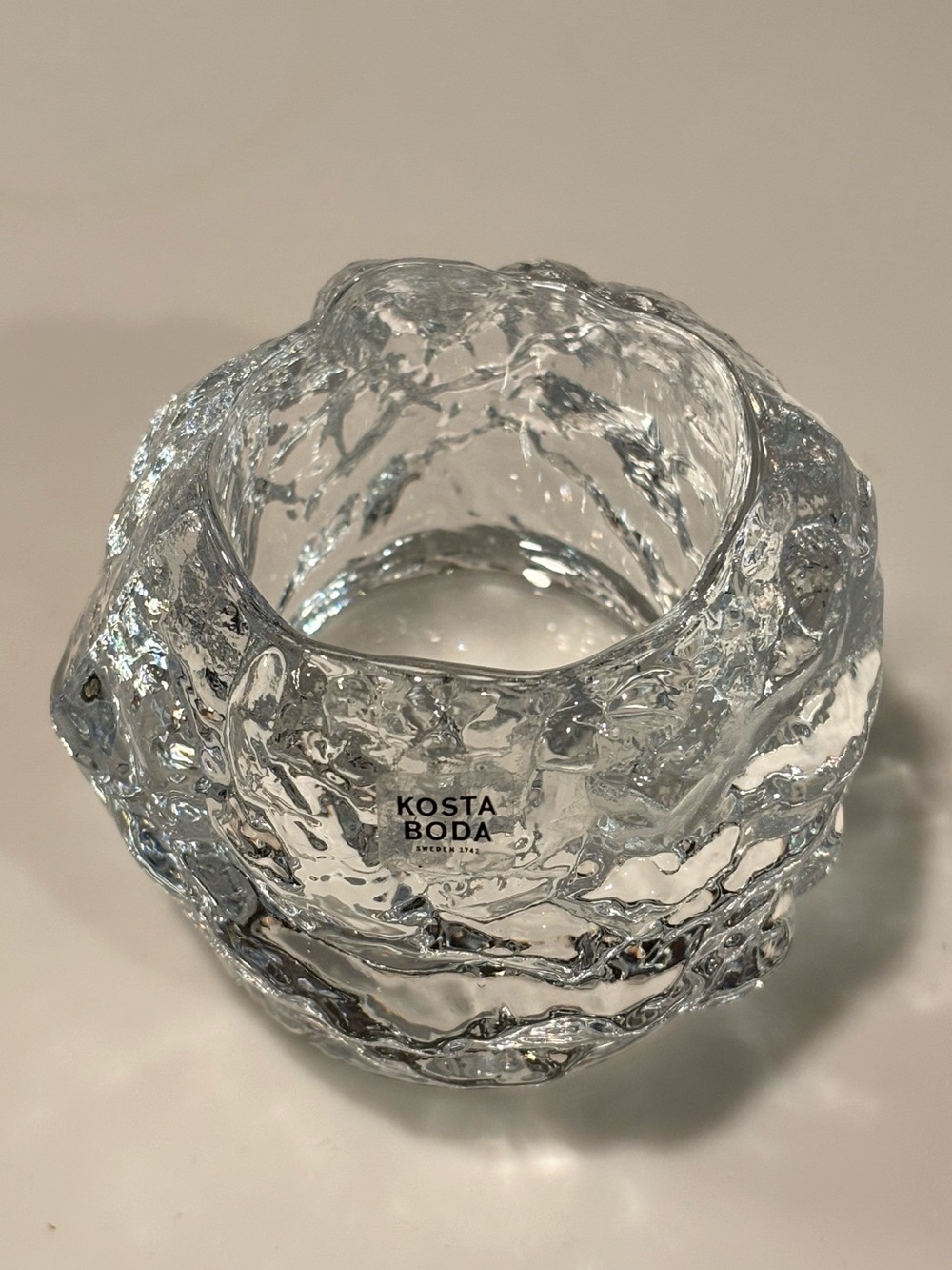 Kosta Boda Snowball Glass Votive Candle Holder